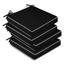 Downluxe Outdoor Chair Cushions For Patio Furniture, Waterproof Square Corner Memory Foam Patio Chair Cushion With Adjustable Ties And Portable Handle, 19" X 19" X 3" - 黑與白 - 查看 2