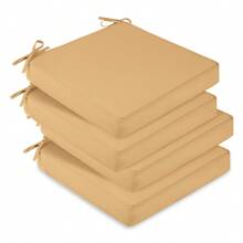 Downluxe Outdoor Chair Cushions For Patio Furniture, Waterproof Square Corner Memory Foam Patio Chair Cushion With Adjustable Ties And Portable Handle, 19" X 19" X 3" - 卡其色 - 查看 2