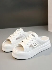 New Mesh Slip-On Slippers, Hollow-Out Breathable Chunky Sole Casual Platform Sandals For Summer 2025