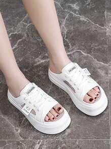 New Mesh Slip-On Slippers, Hollow-Out Breathable Chunky Sole Casual Platform Sandals For Summer 2025