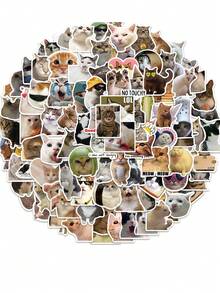100 Piezas Pegatinas Decorativas De Graffiti De Meme De Gato - Multicolor - Ver 4