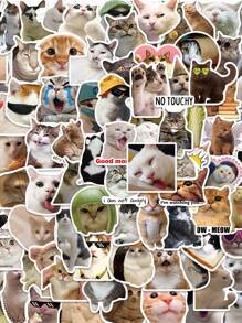 100 Piezas Pegatinas Decorativas De Graffiti De Meme De Gato - Multicolor - Ver 1