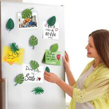 4pcs Leaf Shape Fridge Magnets, Plant Refrigerator Magnets, Leaf Fridge Stickers, Funny Personalized Kitchen Decor Magnetic Sheets, Cute Mini Tropical Leaf Shaped Refrigerator Magnets For Storage Cabinet, Fridge, Whiteboard, Kitchen, Home, Office Decoration Best Gifts Birthday