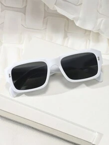 复古矩形框太阳镜，塑料时尚经典款式，户外旅行海滩度假装饰，防紫外线 - 查看 2