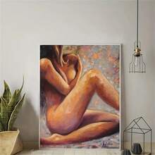 1張無框畫布海報,現代藝術,女孩背影特寫圖案海報,是臥室、客廳走廊的理想禮物,牆壁藝術、壁飾、冬季裝飾、房間裝飾 - 彩色 - 查看 4