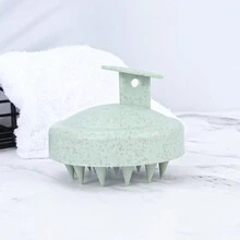 3pcs Hair Styling Tools Set Including 2pcs Wheat Straw Green Comb Set And 1pc Silicone Shampoo Brush. S Shape Design Fits The Curve Of Palm, Easy To Use, Comfortable Massage. Suitable For Hair Care, Bathing, Or As A Gift For Girls. Comes With A Matching Storage Bag. - Green - View 8