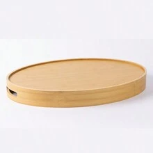 1个竹木长方形托盘，简约设计，适用于放茶、杯子、餐桌、烧烤等场合 - 卡其色 - 查看 8