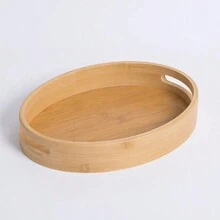 1个竹木长方形托盘，简约设计，适用于放茶、杯子、餐桌、烧烤等场合 - 卡其色 - 查看 5