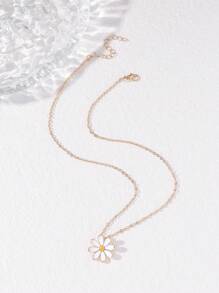1 件时尚精致油滴雏菊花吊坠项链情人节、妈妈、母亲、母亲节、礼物 - 金黃色 - 查看 2