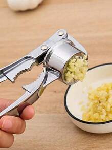 1入組銀鋅合金重型壓蒜器帶多功能廚房工具