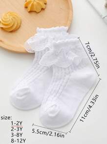 2 双女童柔软透气白色公主款儿童袜子，适合日常穿着，春夏季 - 白色 - 查看 4