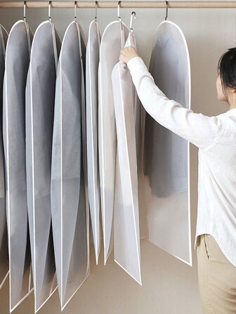 5 件套家用衣服防尘罩，可洗外套防尘袋，防水透明挂式服装袋西装套装饰品装饰节日装饰房间装饰家居装饰卧室装饰连衣裙裤子鞋子牛仔裤靴子裙子卧室，收纳袋，家庭收纳，女式白色 T 恤，女式黑色裤子，女士冬装，连衣裙，