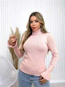 Women Knit Tops - Hồng - Xem 1