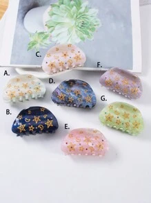 1入半圓形星月點鑽爪式必要夾子,適用於簡單夾子設計時尚又可愛 - 彩色 - 查看 9