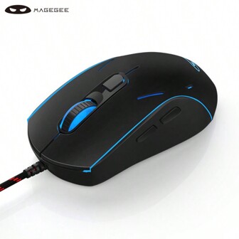 MageGee 1pc G12 BlackWired Mute Gaming Mouse , 7 Colors Breathing LED Backlit Mouse, 6 Adjustable DPI Ergonomic Optical Computer Mouse For Windows PC Gamers