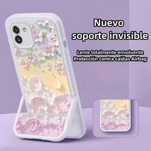 Funda Suave  con Soporte Invisible, Protector Completo Antigolpes, Funda para Samsung A03 - Flores rosas - Ver 6