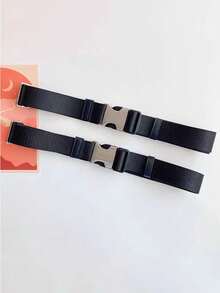 1pc Canvas Belt, Unisex Style, No-Drill Belt For Women, Ins Style, Matched With Jeans - Black - View 7
