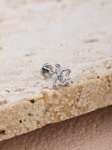 1pc Fashionable Titanium Steel & Rhinestone Flower Stud Earring Suitable For Women's Daily Wear Valentines,Mom,Mother,Mother's Day,Gift - Flowers - View 11