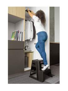 Taburete ligero de plástico, 2 peldaños, antiderrapante - Negro - Ver 5