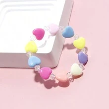 1入組女孩可愛花朵和心形吊墜鑲嵌手鍊,適用於節日、派對、生日禮物,隨機顏色 - 彩色 - 查看 8