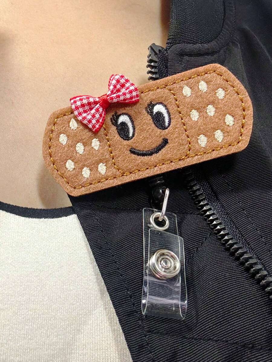 1個蝴蝶結識別證扣,可愛的蝴蝶結縮繩式女式識別證卷軸 - 巧克力棕 - 查看 1