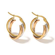 1Pair Multiple Colors Hoop Earrings Stainless Steel Earrings Golden Silver Rose Gold Earrings Simple And Elegant Hoop Earring For Women Teen Jewelry Gifts