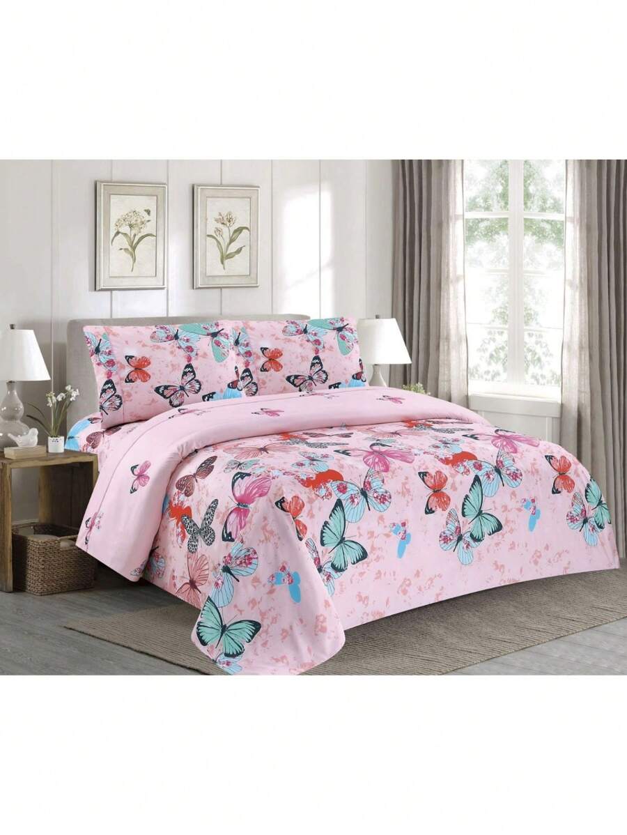 JUEGO DE SABANAS PARA CAMA MATRIMONIAL, QUEEN SIZE Y KING SIZE CON DISEÑO - Rosa - Ver 1