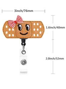 1個蝴蝶結識別證扣,可愛的蝴蝶結縮繩式女式識別證卷軸 - 巧克力棕 - 查看 2