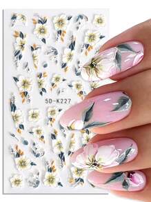 1片5D花朵美甲貼紙3D浮雕美甲貼紙，滑塊裝飾美甲配件，DIY - 彩色 - 查看 1
