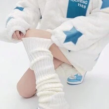1 Par De Cubrepiernas Blancos Y Elegantes Para Niños Grandes Con Calcetines Largos Estilo Jk Por Encima De La Rodilla Para Uso Diario