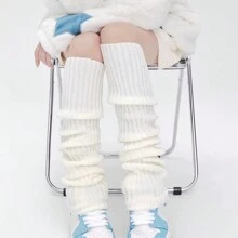 1 Par De Cubrepiernas Blancos Y Elegantes Para Niños Grandes Con Calcetines Largos Estilo Jk Por Encima De La Rodilla Para Uso Diario