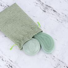 3pcs Hair Styling Tools Set Including 2pcs Wheat Straw Green Comb Set And 1pc Silicone Shampoo Brush. S Shape Design Fits The Curve Of Palm, Easy To Use, Comfortable Massage. Suitable For Hair Care, Bathing, Or As A Gift For Girls. Comes With A Matching Storage Bag. - Green - View 6