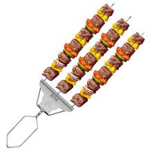 Stainless Steel Semi-Automatic Barbecue Fork Skewers For Barbecue Cage - Silver - View 1