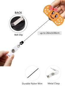 1個蝴蝶結識別證扣,可愛的蝴蝶結縮繩式女式識別證卷軸 - 巧克力棕 - 查看 5