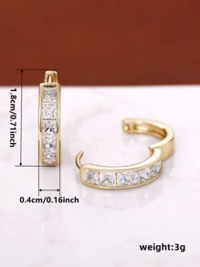 1 Pair Girls Fashion Cubic Zirconia Hoop Earrings For Daily Decoration For Party Jewelry Birthday Gift