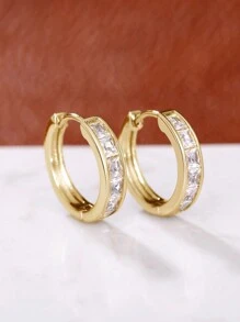 1 Pair Girls Fashion Cubic Zirconia Hoop Earrings For Daily Decoration For Party Jewelry Birthday Gift