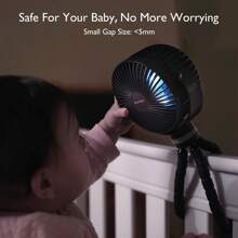 Momcozy Portable Stroller Fan, 27H Ultra-Long Battery Life, Detachable 4 Speed 360°Rotate - Black - View 7