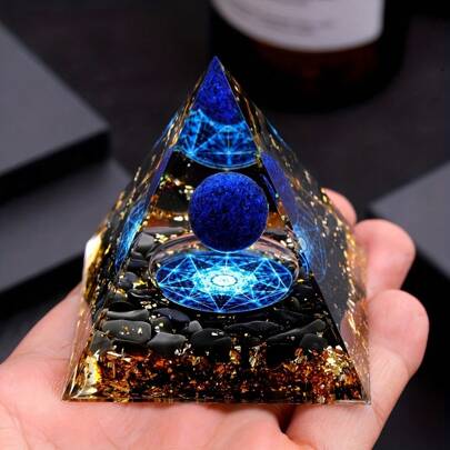 Stonehaven 1pc Stone Lapis Crystal Ball Crystal Pyramid - Attracts Positive Energy, Reduces Stress, Enhances Chakra Healing - Amethyst Meditation Stone As A Creative Gift