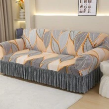 1pc Sofa Cover With Skirt, Non-Slip Dust-Proof Four Seasons Universal Furniture Protector, Suitable For Bedroom, Office, Living Room, Home Decoration - Orange - View 6