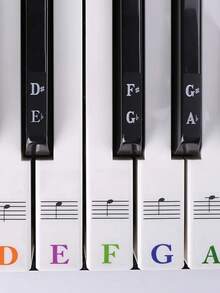 Piano Keyboard Stickers For All Key Sizes - Easy To Apply And Remove, Improve Learning And Playing Accuracy - White - View 3