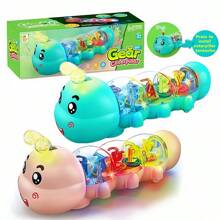 Jouet de rampement pour bébé de style mignon chenille avec éclairage, musique et direction automatique, design de lettres et de chiffres, jouet de rampement pour l'apprentissage de la petite enfance, excellent cadeau pour l'anniversaire et les fêtes des bébés (certaines pièces sont envoyées au hasard)