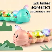 Jouet de rampement pour bébé de style mignon chenille avec éclairage, musique et direction automatique, design de lettres et de chiffres, jouet de rampement pour l'apprentissage de la petite enfance, excellent cadeau pour l'anniversaire et les fêtes des bébés (certaines pièces sont envoyées au hasard)