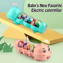 Jouet de rampement pour bébé de style mignon chenille avec éclairage, musique et direction automatique, design de lettres et de chiffres, jouet de rampement pour l'apprentissage de la petite enfance, excellent cadeau pour l'anniversaire et les fêtes des bébés (certaines pièces sont envoyées au hasard)