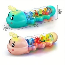 Jouet de rampement pour bébé de style mignon chenille avec éclairage, musique et direction automatique, design de lettres et de chiffres, jouet de rampement pour l'apprentissage de la petite enfance, excellent cadeau pour l'anniversaire et les fêtes des bébés (certaines pièces sont envoyées au hasard)
