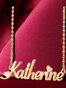 1 chiếc Vòng cổ mặt dây chuyền bằng thép không gỉ vàng phong cách mùa hè 2024 Châu Âu Hoa Kỳ tiếng Anh dành cho phụ nữ đeo trong trường học/lễ hội/tiệc tùng/dịp hàng ngày - Người mẫu nóng bỏng Âu Mỹ/vòng cổ thép không gỉ "Stephanie" tuyệt đẹp và quý phái - Xem 2