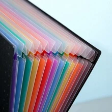 可擴展a4尺寸手風琴文件夾,帶有斜開口設計,方便學生存放考試紙張和整理文件 - 黑色 - 查看 6