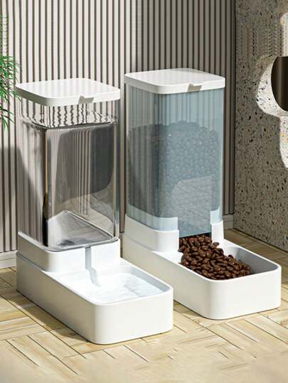 1只自動寵物餵食器/飲水器,貓狗專用食物儲藏分配器