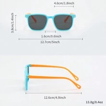 2 chiếc kính trang trí thời trang cổ điển hình vuông cho trẻ em Unisex, kính ngoài trời - Xám - Xem 6