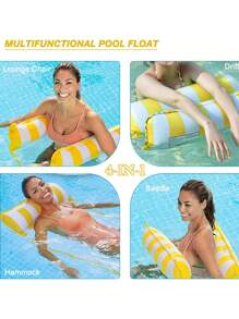 1pc Inflatable Water Hammock, Leisure Net Lounger Backrest Float Can Be Folded Raft For Water Games - Multicolor - View 8
