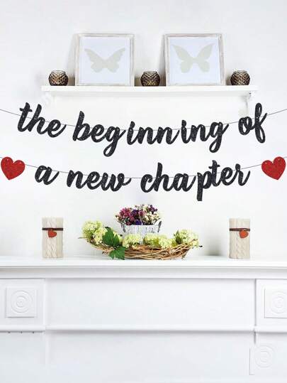 新篇章的开始 DIY 串珠闪光横幅，告别派对装饰，2024 年毕业典礼横幅，订婚新居换工作派对装饰 黑色/金色/玫瑰金闪光，圣诞节